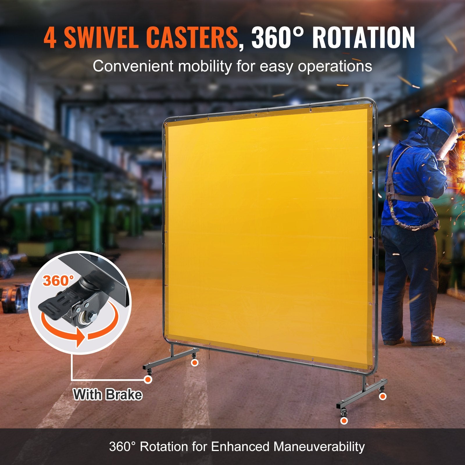 Welding Screen with Frame, 6' x 6' Welding Curtain Screen, Flame-Resistant Vinyl Welding Protection Screen on V952-DMSHJPF6X6YCWE2S4V0