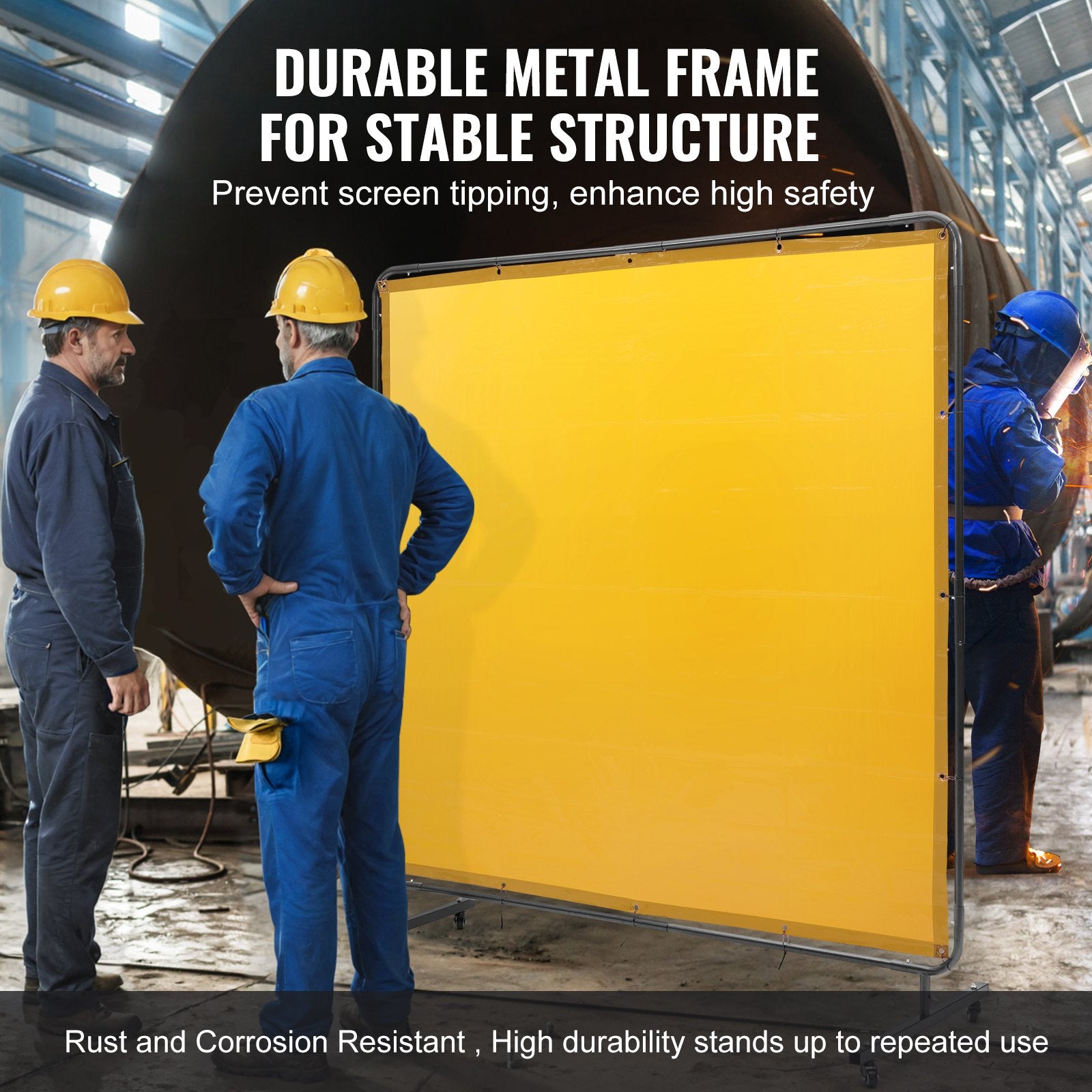 Welding Screen with Frame, 6' x 6' Welding Curtain Screen, Flame-Resistant Vinyl Welding Protection Screen on V952-DMSHJPF6X6YCWE2S4V0