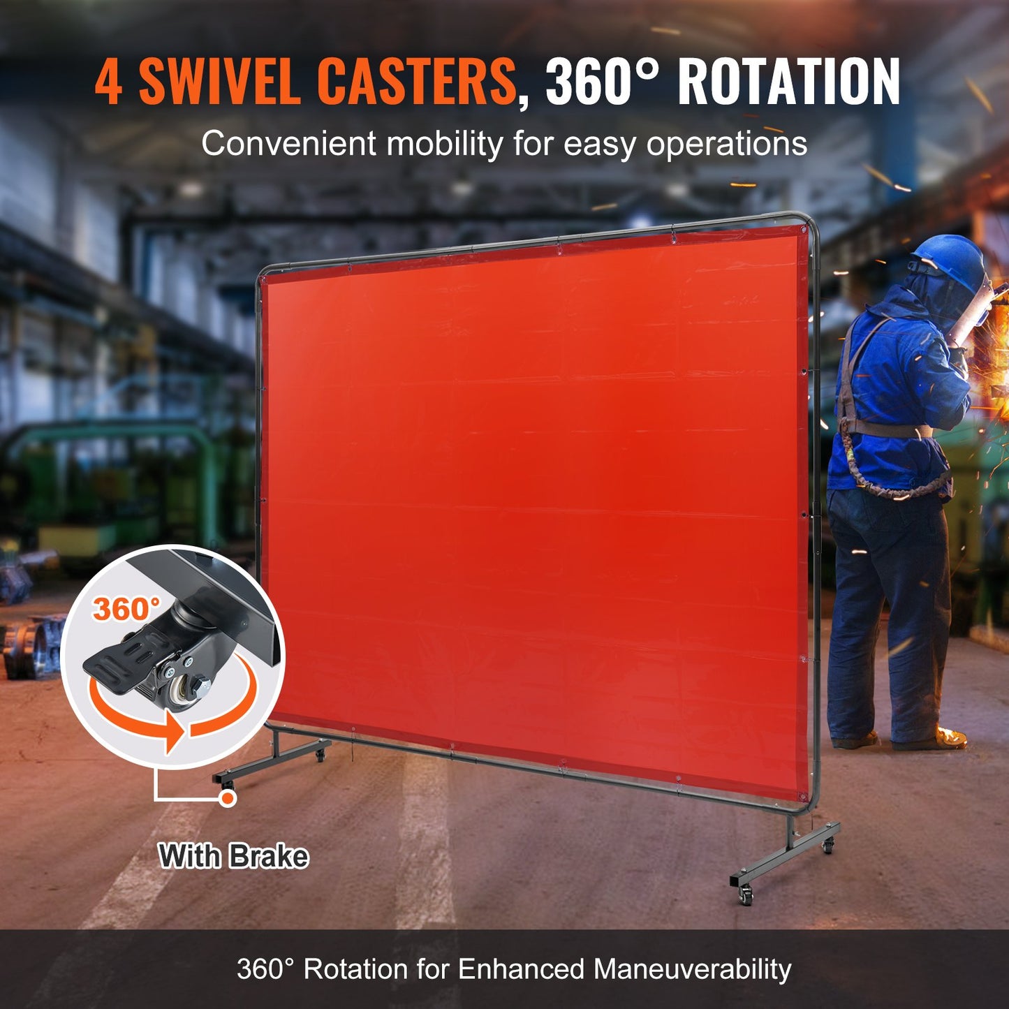 Welding Screen with Frame, 6' x 8' Welding Curtain Screen, Flame-Resistant Vinyl Welding Protection Screen on V952-DMSHJPF6X8YCCZQN5V0