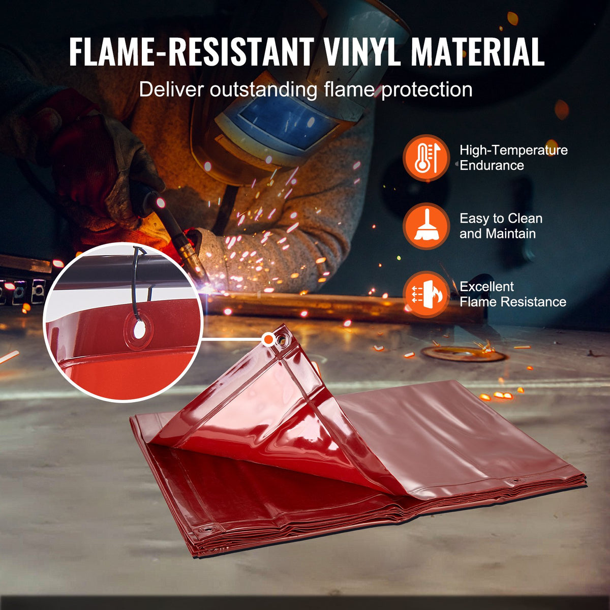 Welding Screen with Frame, 6' x 8' Welding Curtain Screen, Flame-Resistant Vinyl Welding Protection Screen on V952-DMSHJPF6X8YCCZQN5V0