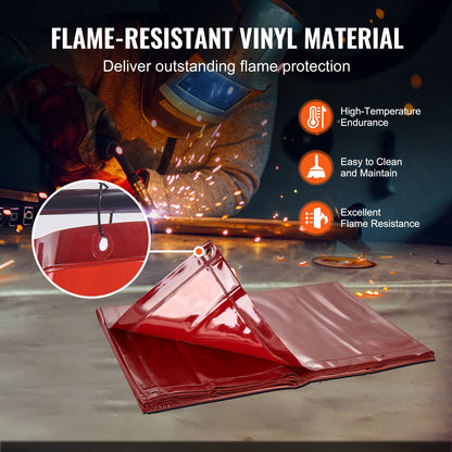 Welding Screen with Frame, 6' x 8' Welding Curtain Screen, Flame-Resistant Vinyl Welding Protection Screen on V952-DMSHJPF6X8YCCZQN5V0