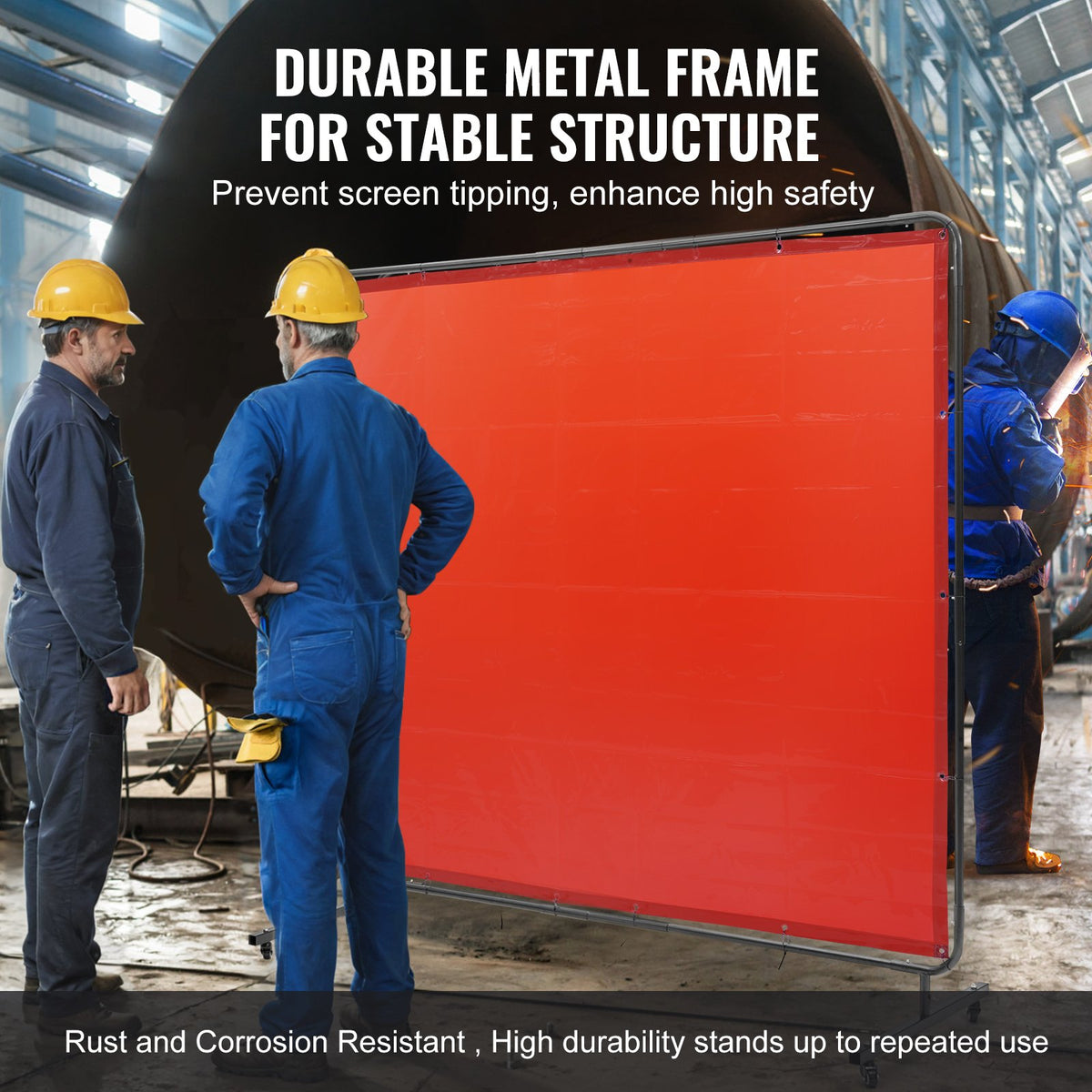 Welding Screen with Frame, 6' x 8' Welding Curtain Screen, Flame-Resistant Vinyl Welding Protection Screen on V952-DMSHJPF6X8YCCZQN5V0