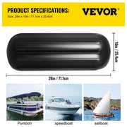 Boat Fenders, 10" x 28" Ribbed Fender, 4 Pack Boat Bumpers, Hole Through Middle Ribbed Inflatable Boat Fender V952-DNB10X28YCBHQHS01V0