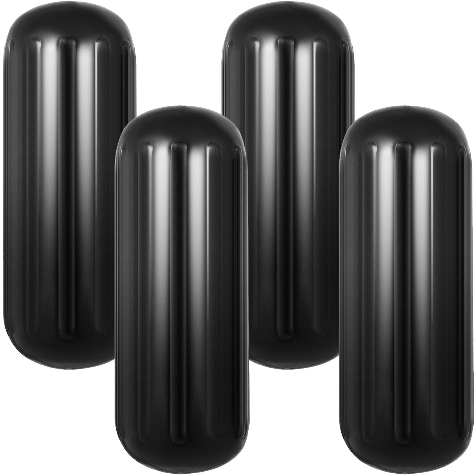 4 Ribbed Boat Fenders 10X 28" Black Center Hole Bumpers Mooring Protection V952-DNB10X28YCLWCBDSZV0