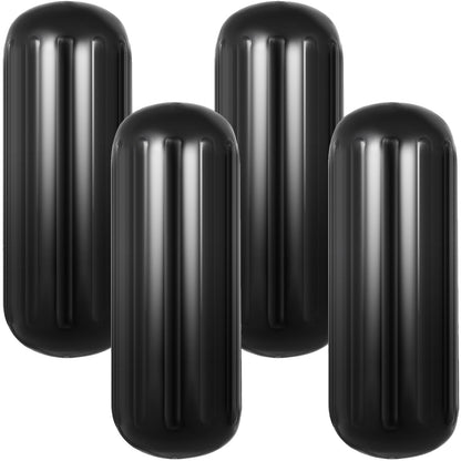 4 Ribbed Boat Fenders 10X 28" Black Center Hole Bumpers Mooring Protection V952-DNB10X28YCLWCBDSZV0