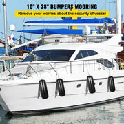 4 Ribbed Boat Fenders 10X 28" Black Center Hole Bumpers Mooring Protection V952-DNB10X28YCLWCBDSZV0