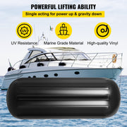 4 Ribbed Boat Fenders 10X 28" Black Center Hole Bumpers Mooring Protection V952-DNB10X28YCLWCBDSZV0
