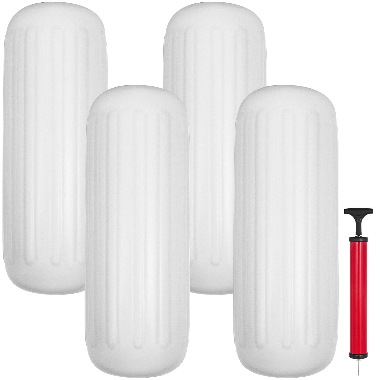 4 Ribbed Boat Fender 10" x 28" White Center Hole Bumper Mooring Protection V952-DNB10X28YCTWBS001V0