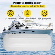 4 Ribbed Boat Fender 10" x 28" White Center Hole Bumper Mooring Protection V952-DNB10X28YCTWBS001V0