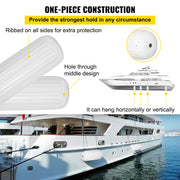 4 Ribbed Boat Fender 10" x 28" White Center Hole Bumper Mooring Protection V952-DNB10X28YCTWBS001V0