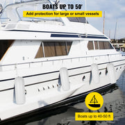 4 Ribbed Boat Fender 10" x 28" White Center Hole Bumper Mooring Protection V952-DNB10X28YCTWBS001V0