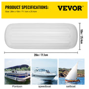 4 Ribbed Boat Fender 10" x 28" White Center Hole Bumper Mooring Protection V952-DNB10X28YCTWBS001V0