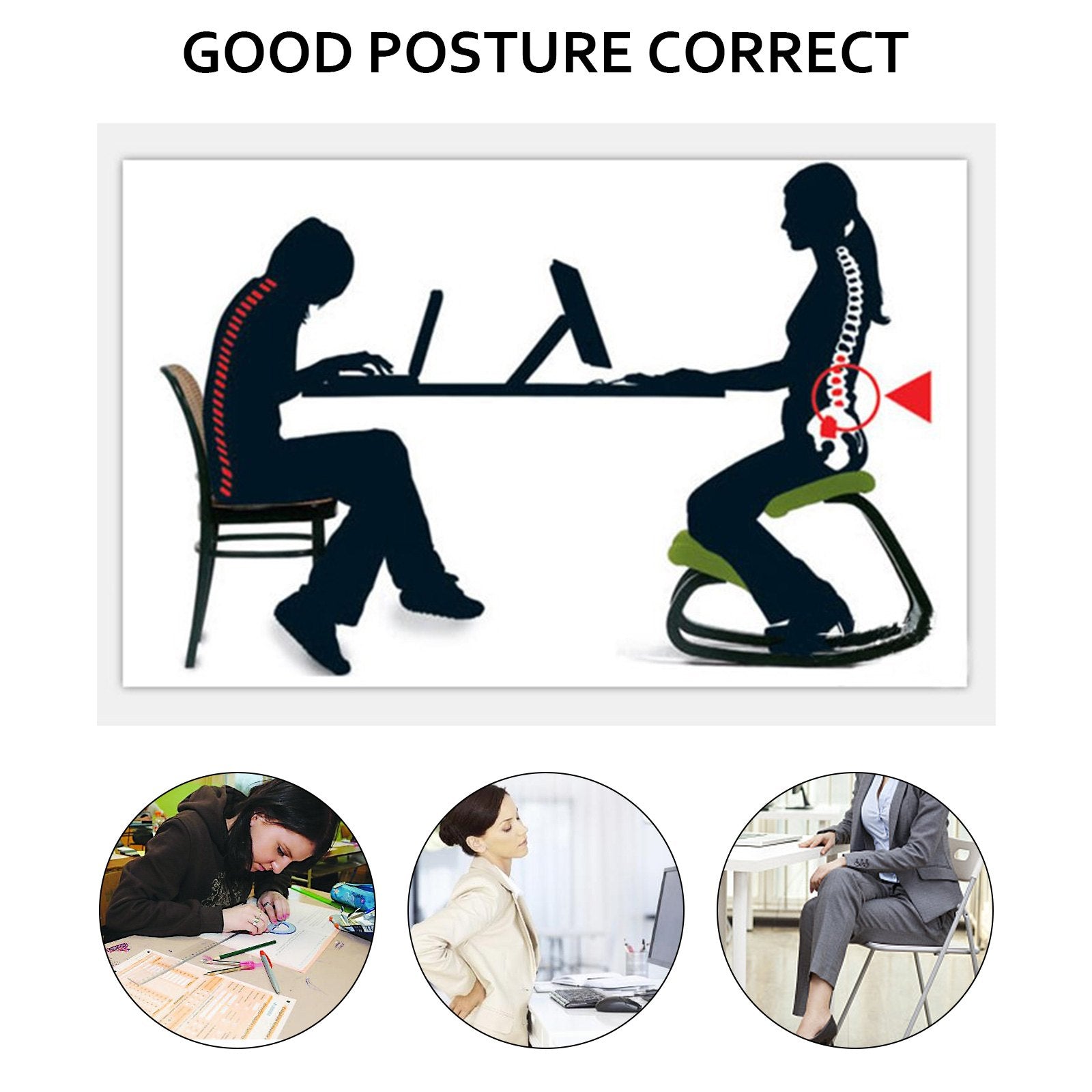 Ergonomic Kneeling Chair Wooden Neck Pain Relief Relieve Fatigue Wood Stool V952-DNGDSHTSKJ0000001V0