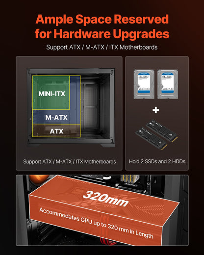 Mid-Tower ATX PC Gaming Case Computer Case Box with 3 x 120 mm ARGB Fans V952-DNJXZT120MMACLSZZ001V9