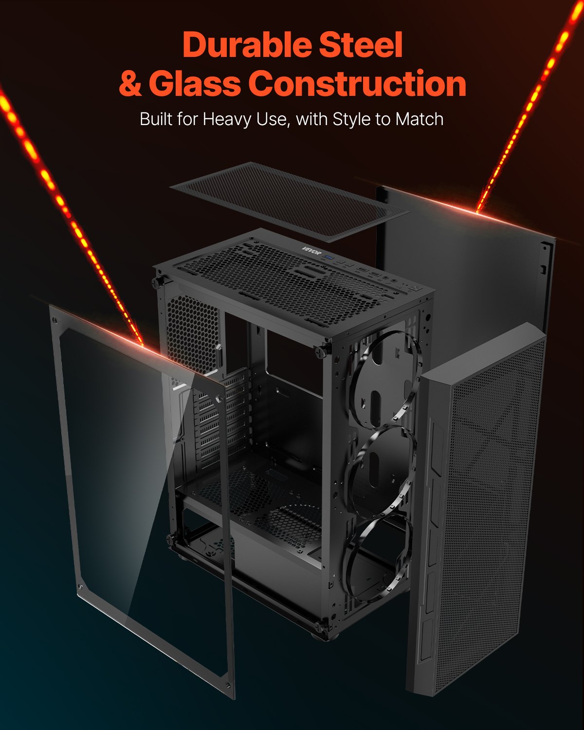 Mid-Tower ATX PC Gaming Case Computer Case Box with 3 x 120 mm ARGB Fans V952-DNJXZT120MMACLSZZ001V9