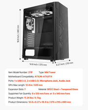 Mid-Tower ATX PC Gaming Case Computer Case Box with 3 x 120 mm ARGB Fans V952-DNJXZT120MMACLSZZ001V9