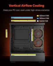 Mid-Tower ATX PC Gaming Case Computer Case with 6 x 120 mm PWM ARGB Fans V952-DNJXZT120MMAIKYPY001V9