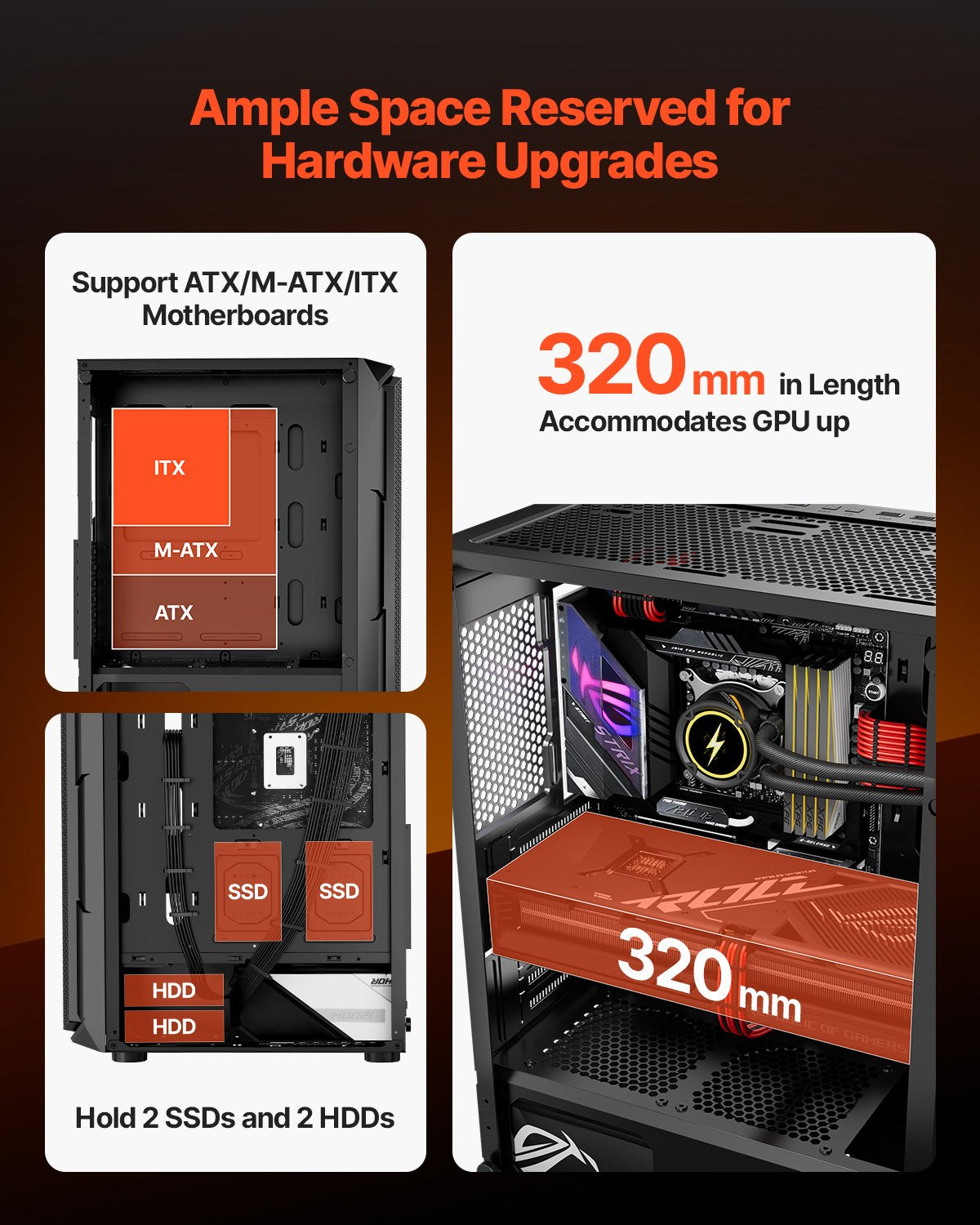 Mid-Tower ATX PC Gaming Case Computer Case Box with 4 x 120 mm ARGB Fans V952-DNJXZT120MMAXBJ08001V9