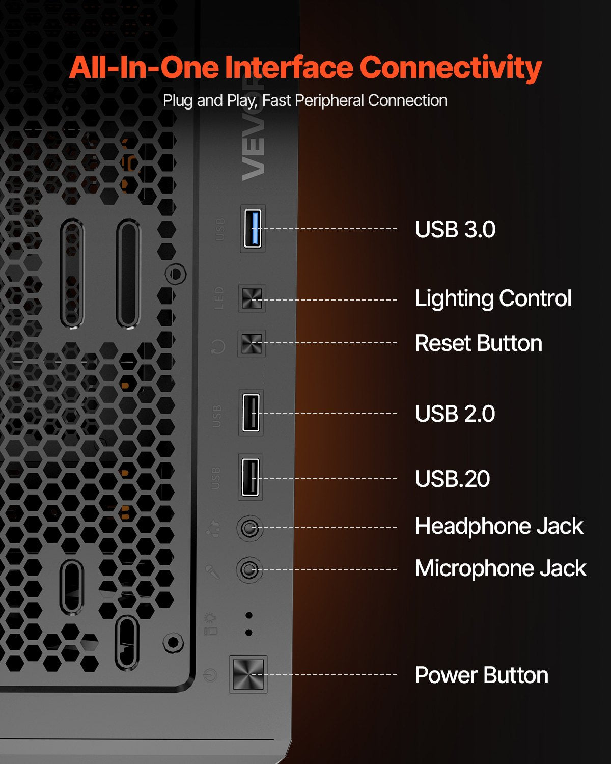 Mid-Tower ATX PC Gaming Case Computer Case Box with 4 x 120 mm ARGB Fans V952-DNJXZT120MMAXBJ08001V9