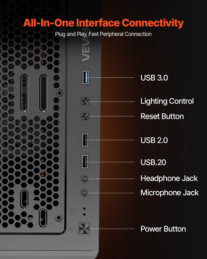 Mid-Tower ATX PC Gaming Case Computer Case Box with 4 x 120 mm ARGB Fans V952-DNJXZT120MMAXBJ08001V9