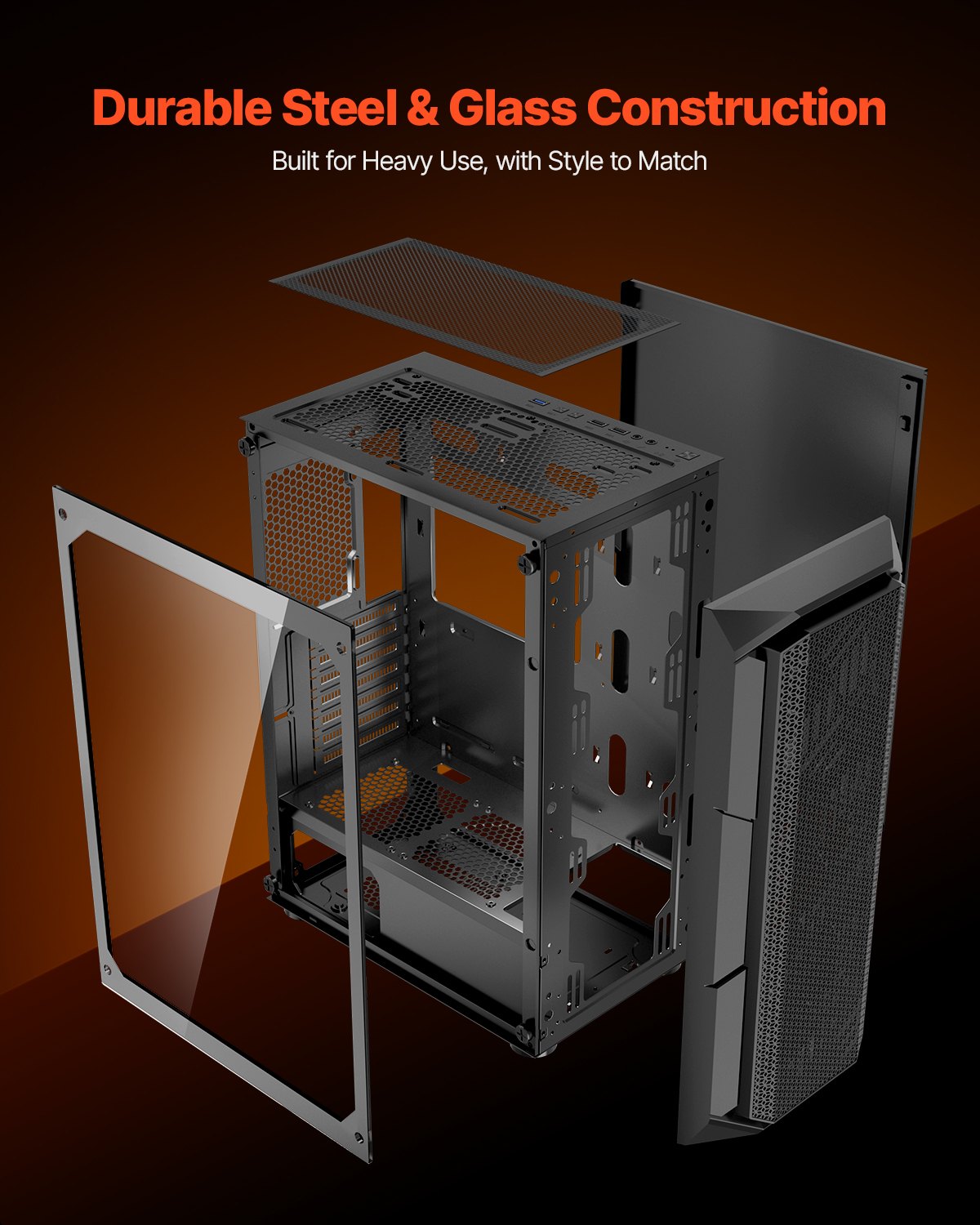 Mid-Tower ATX PC Gaming Case Computer Case Box with 4 x 120 mm ARGB Fans V952-DNJXZT120MMAXBJ08001V9