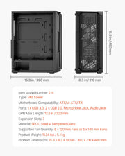 Mid-Tower ATX PC Gaming Case Computer Case Box with 4 x 120 mm ARGB Fans V952-DNJXZT120MMAXBJ08001V9