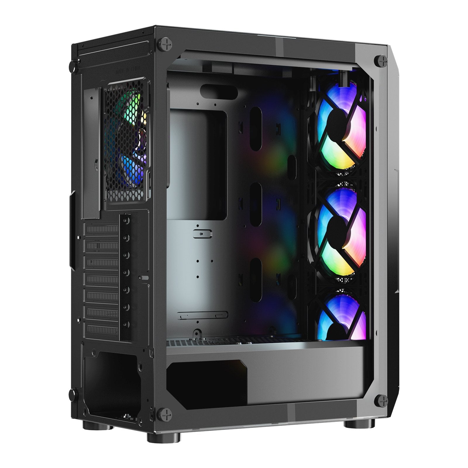 Mid-Tower ATX PC Gaming Case Computer Case Box with 4 x 120 mm ARGB Fans V952-DNJXZT120MMAXBJ08001V9