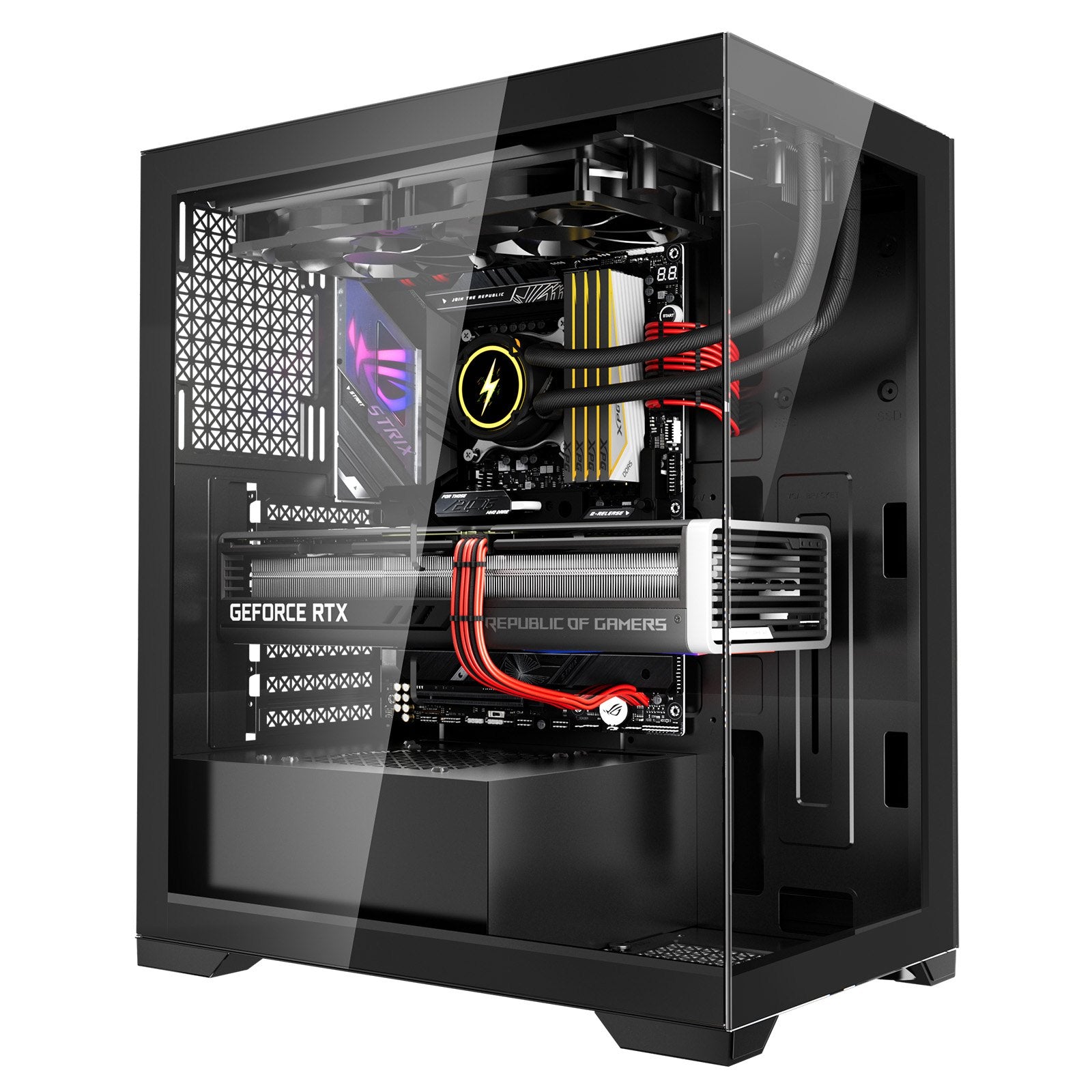 PC Gaming Case Mid-Tower Computer Case with 2 Fans for ATX Motherboard V952-DNJXZT120MMBHRVR6001V9
