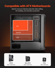 PC Gaming Case, Mid-Tower, Computer Case with High-Airflow Tempered Glass Panel, Dust Filter, 4 x 120 mm V952-DNJXZT120MMBU4Q2Z001V9
