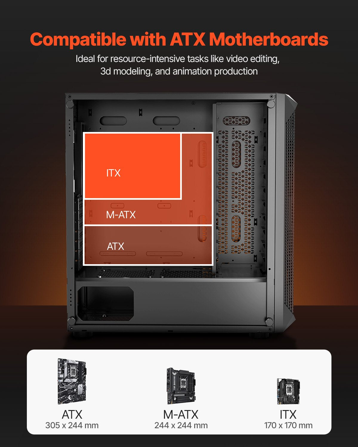 PC Gaming Case, Mid-Tower, Computer Case with High-Airflow Tempered Glass Panel, Dust Filter, 4 x 120 mm V952-DNJXZT120MMBU4Q2Z001V9