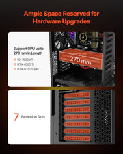 PC Gaming Case, Mid-Tower, Computer Case with High-Airflow Tempered Glass Panel, Dust Filter, 4 x 120 mm V952-DNJXZT120MMBU4Q2Z001V9
