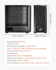 PC Gaming Case, Mid-Tower, Computer Case with High-Airflow Tempered Glass Panel, Dust Filter, 4 x 120 mm V952-DNJXZT120MMBU4Q2Z001V9