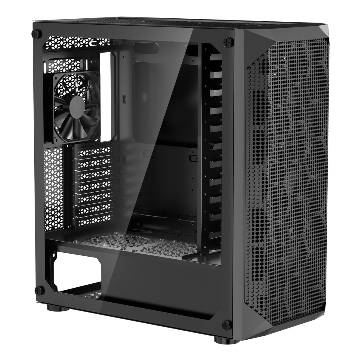 PC Gaming Case, Mid-Tower, Computer Case with High-Airflow Tempered Glass Panel, Dust Filter, 4 x 120 mm V952-DNJXZT120MMBU4Q2Z001V9