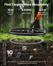Metal Detector for Adults, 254 mm, Professional High Accuracy Gold Detector, IP68 Waterproof Search Coil with V952-DPJSTCQJB10ID7GHN001V9
