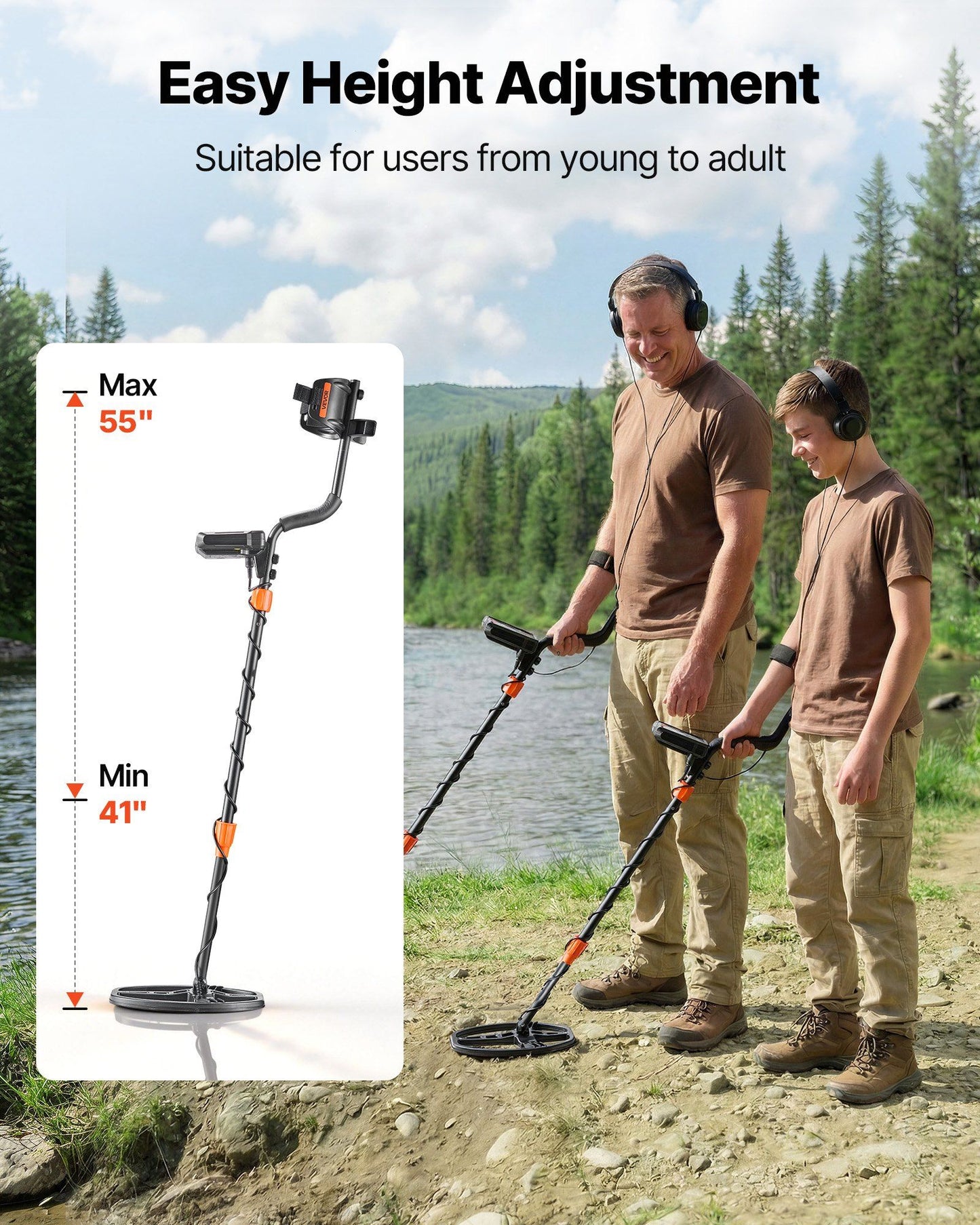 Metal Detector for Adults, 254 mm, Professional High Accuracy Gold Detector, IP68 Waterproof Search Coil with V952-DPJSTCQJB10ID7GHN001V9