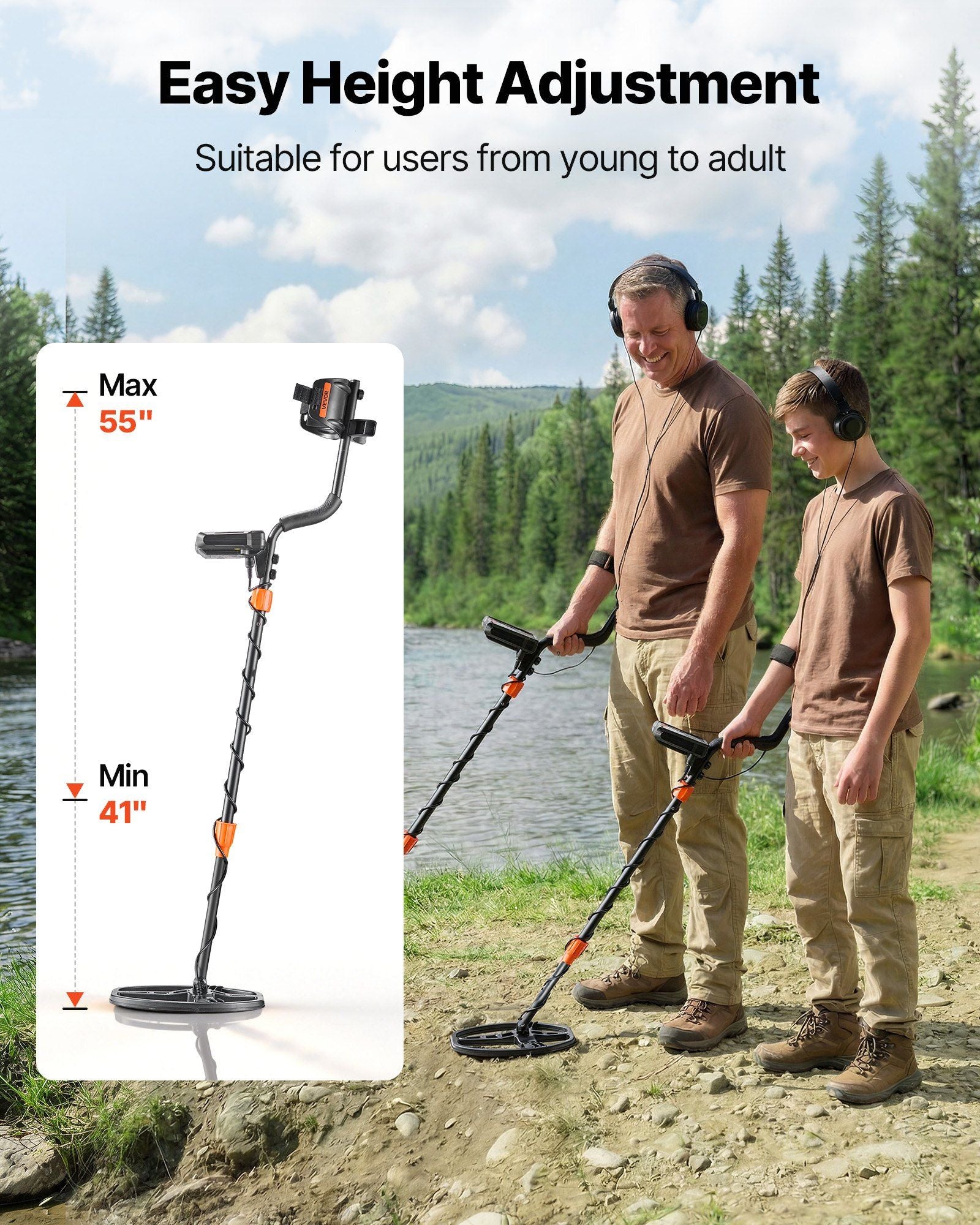 Metal Detector for Adults, 254 mm, Professional High Accuracy Gold Detector, IP68 Waterproof Search Coil with V952-DPJSTCQJB10ID7GHN001V9