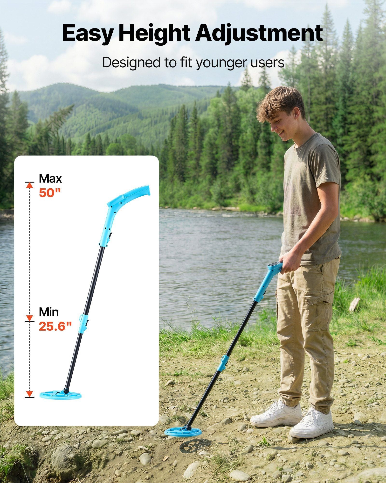 Metal Detector, 101.6 mm, Lightweight Metal Detector with LCD Display, 152.4 mm IP68 Waterproof Search Coil, V952-DPJSTCQJB4INF1RYZ001V9