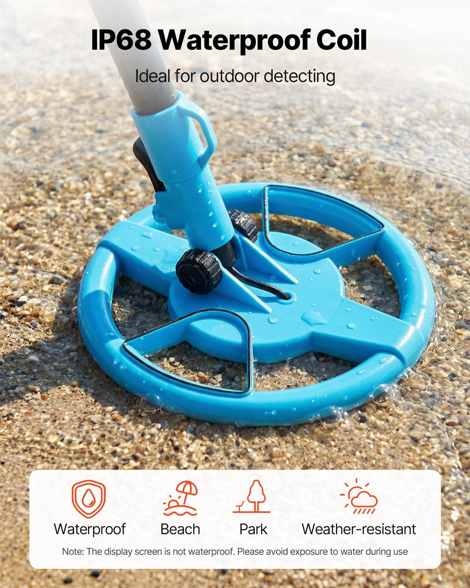 Metal Detector, 101.6 mm, Lightweight Metal Detector with LCD Display, 152.4 mm IP68 Waterproof Search Coil, V952-DPJSTCQJB4INF1RYZ001V9