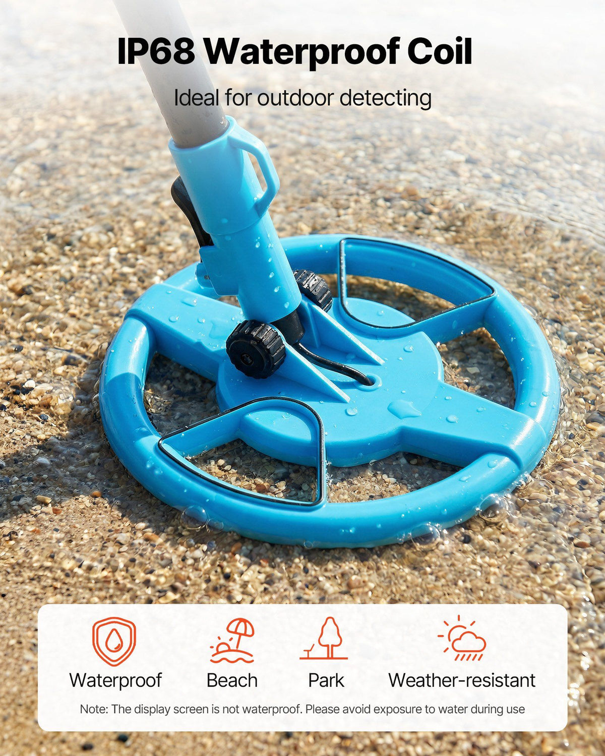 Metal Detector, 101.6 mm, Lightweight Metal Detector with LCD Display, 152.4 mm IP68 Waterproof Search Coil, V952-DPJSTCQJB4INF1RYZ001V9