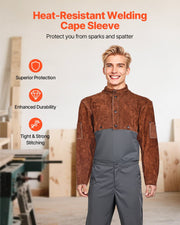 Leather Welding Cape Sleeve, Heavy Duty Flame Resistant Cowhide Safety Cape Sleeves for Men Women, V952-DPKDPKNPXLM0BW738001V0