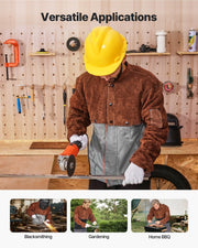 Leather Welding Cape Sleeve, Heavy Duty Flame Resistant Cowhide Safety Cape Sleeves for Men Women, V952-DPKDPKNPXLM0BW738001V0