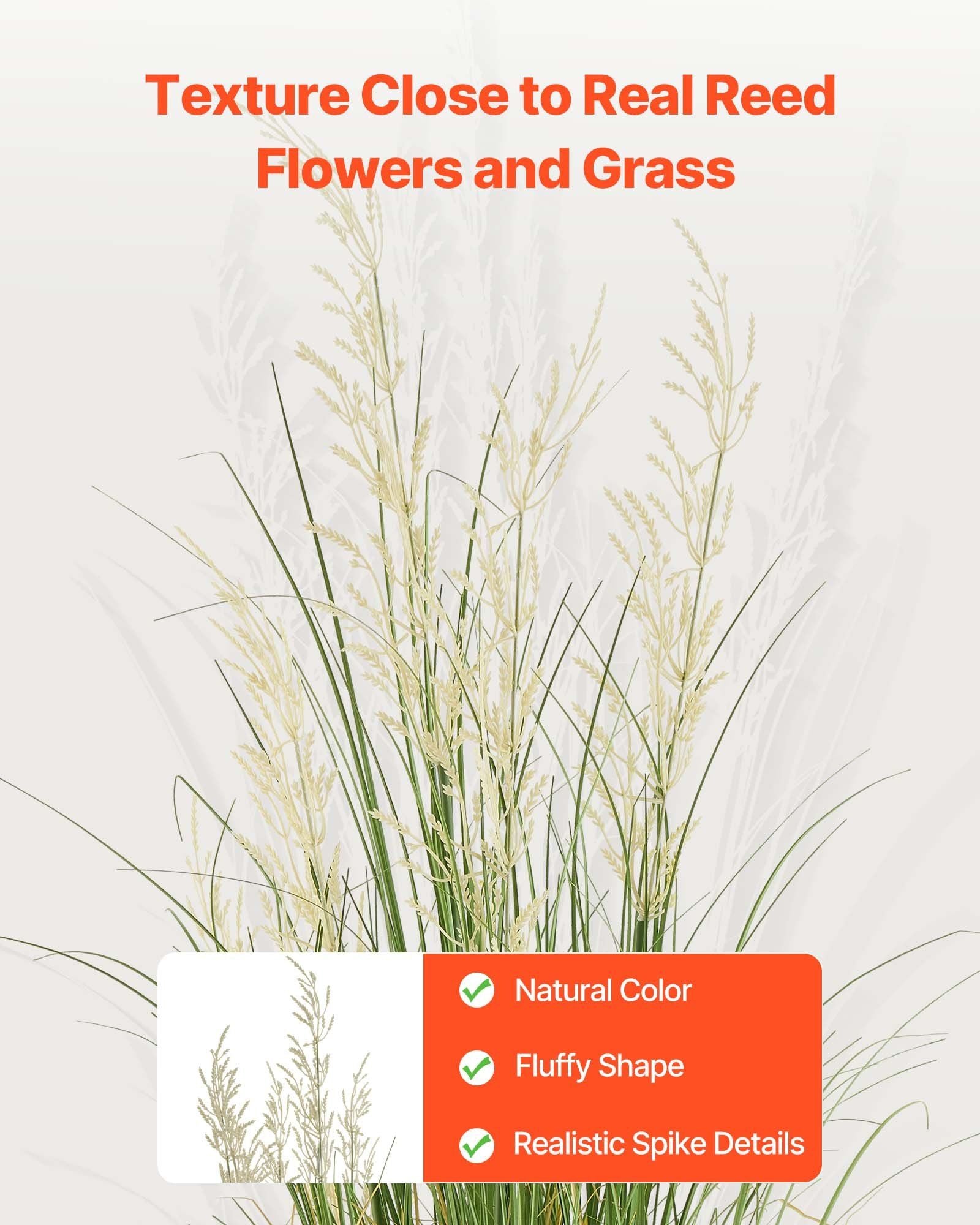 Artificial Grass Plant, 1194mm Reed Flower Grass in Pot, Premium PVC Faux Fake Greenery Shrubs Plant for V952-DPKLWHLS47INJTAC5001V0