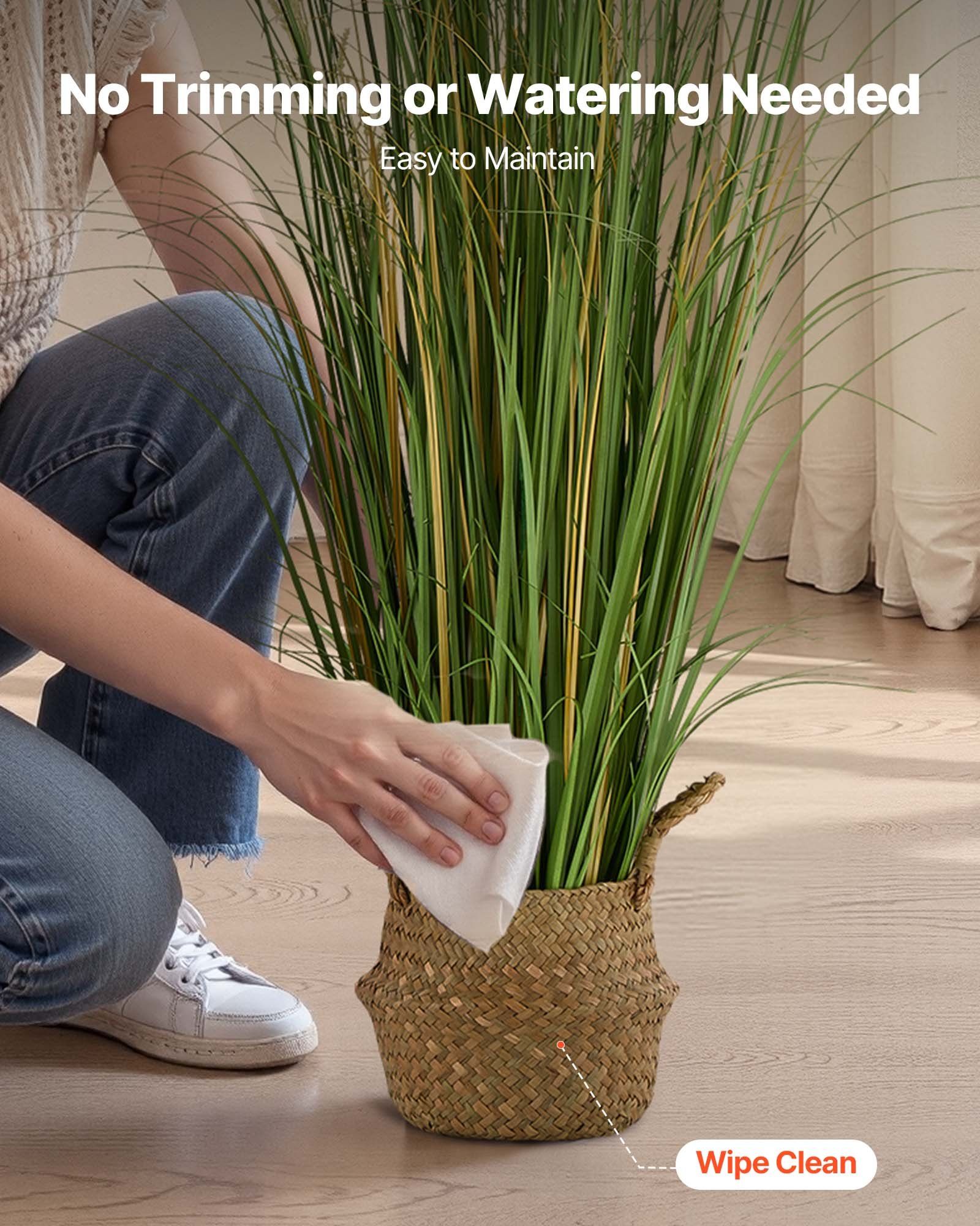 Artificial Grass Plant, 1194mm Reed Flower Grass in Pot, Premium PVC Faux Fake Greenery Shrubs Plant for V952-DPKLWHLS47INJTAC5001V0