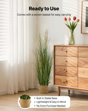 Artificial Grass Plant, 1194mm Reed Flower Grass in Pot, Premium PVC Faux Fake Greenery Shrubs Plant for V952-DPKLWHLS47INJTAC5001V0