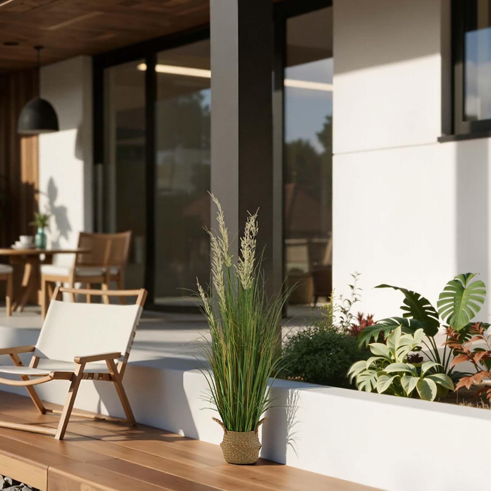 Artificial Grass Plant, 1194mm Reed Flower Grass in Pot, Premium PVC Faux Fake Greenery Shrubs Plant for V952-DPKLWHLS47INJTAC5001V0
