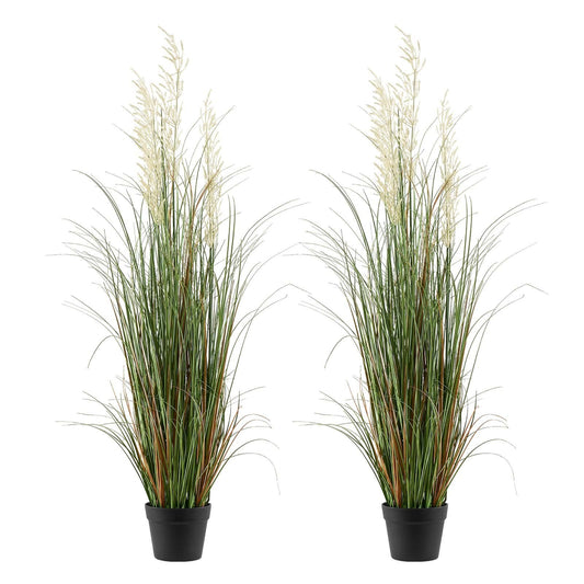 Artificial Grass Plant, 2 Pack 1194mm Reed Flower Grass in Pot, Premium PVC Faux Fake Greenery Shrubs Plant V952-DPKLWHLS47INM48C5001V0
