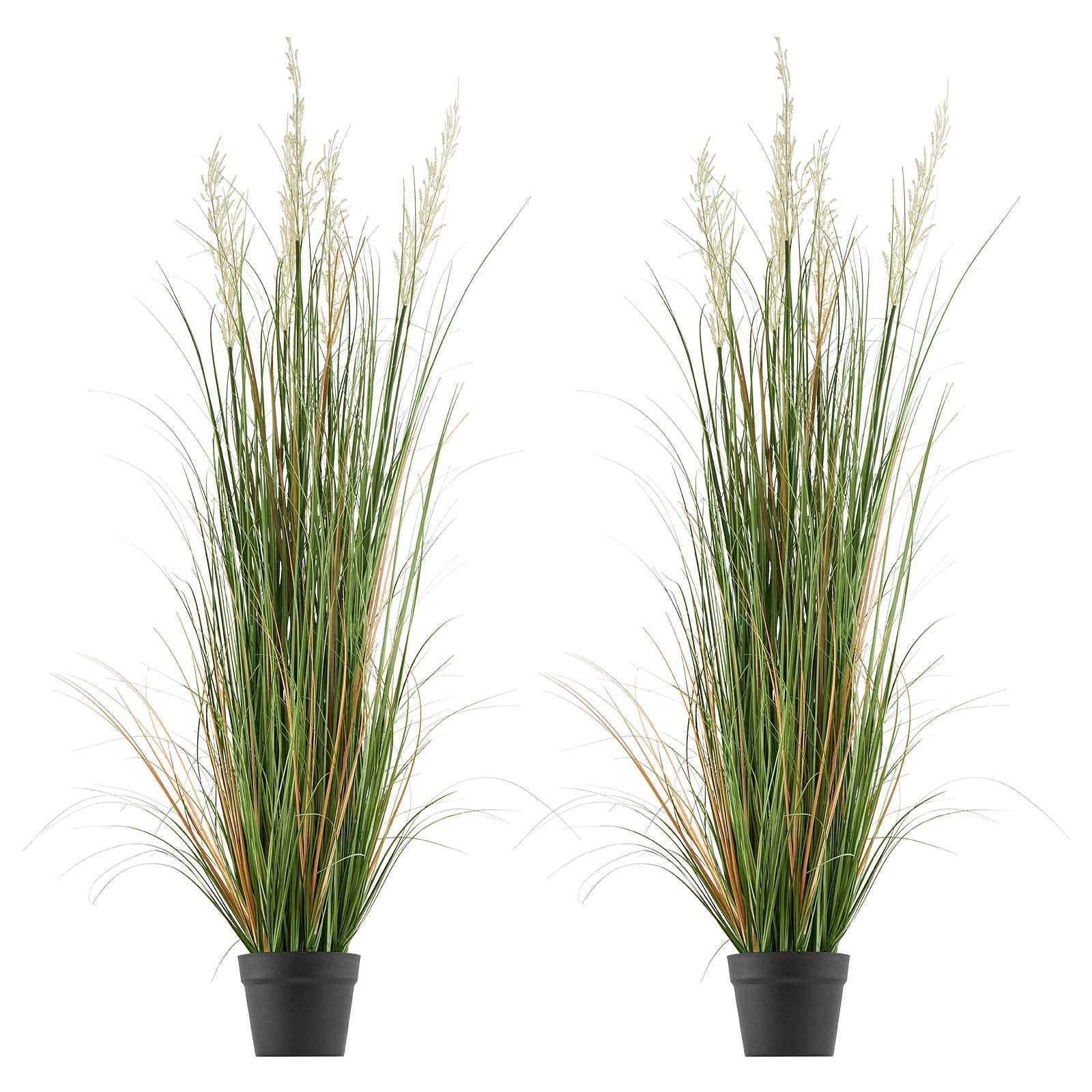 Artificial Grass Plant, 2 Pack 1194mm Reed Flower Grass in Pot, Premium PVC Faux Fake Greenery Shrubs Plant V952-DPKLWHLS47INM48C5001V0
