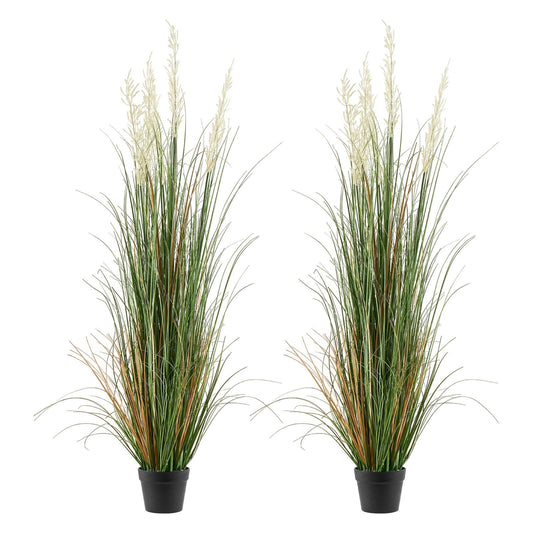 Artificial Grass Plant, 2 Pack 1499mm Faux Reed Flower Grass in Pot, Premium PVC Fake Greenery Shrubs Plant V952-DPKLWHLS59IND2ABK001V0