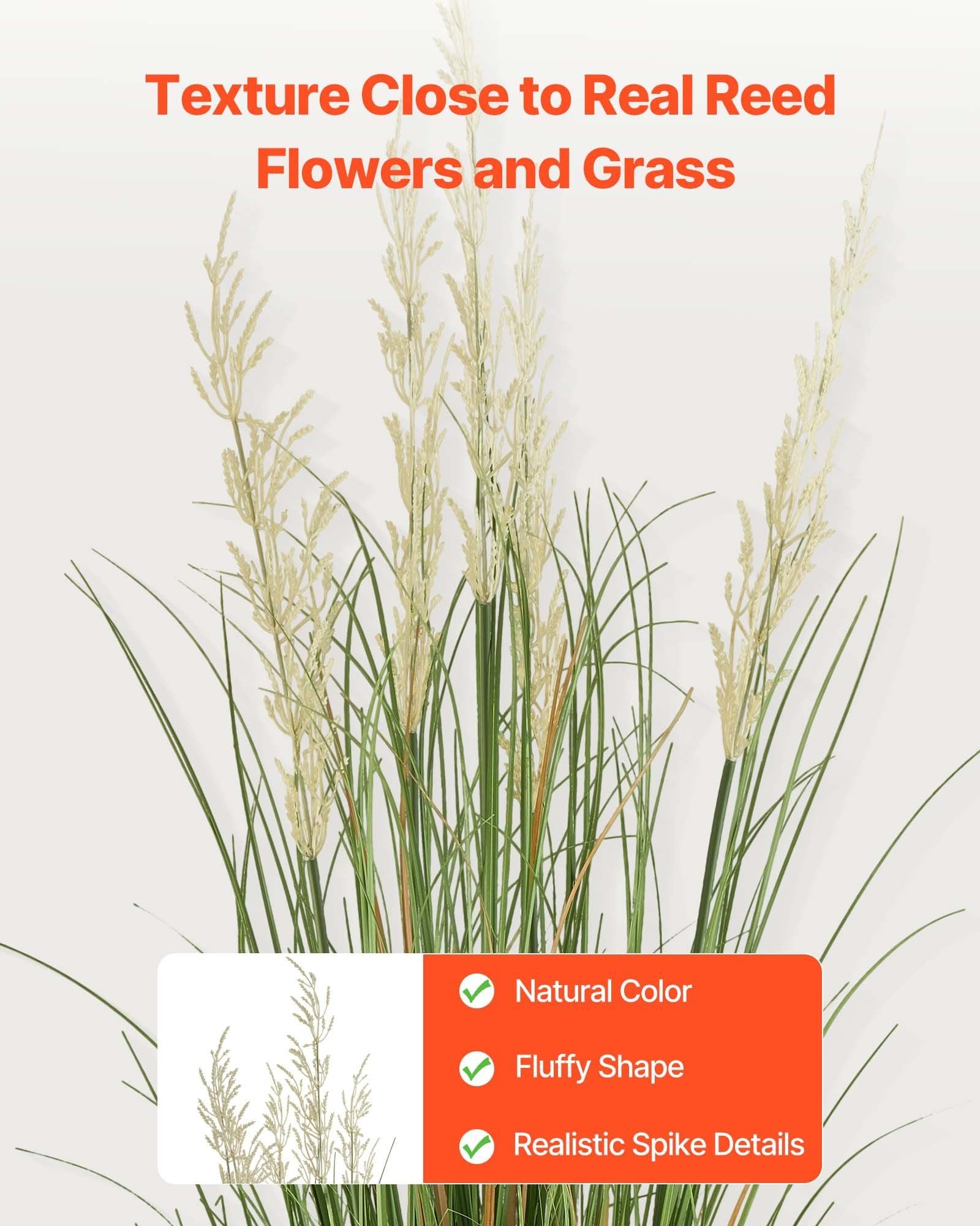 Artificial Grass Plant, 2 Pack 1499mm Faux Reed Flower Grass in Pot, Premium PVC Fake Greenery Shrubs Plant V952-DPKLWHLS59IND2ABK001V0