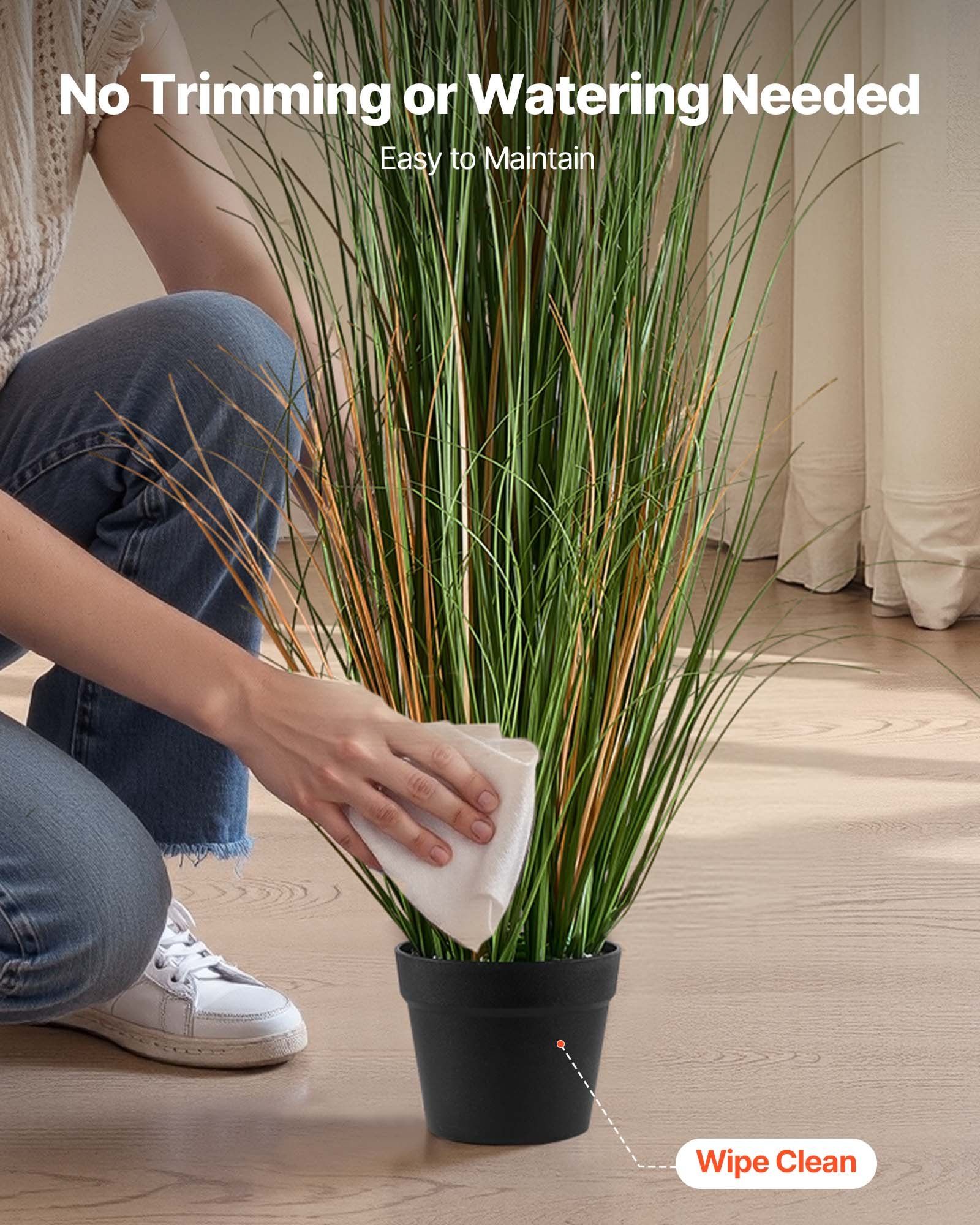 Artificial Grass Plant, 2 Pack 1499mm Faux Reed Flower Grass in Pot, Premium PVC Fake Greenery Shrubs Plant V952-DPKLWHLS59IND2ABK001V0